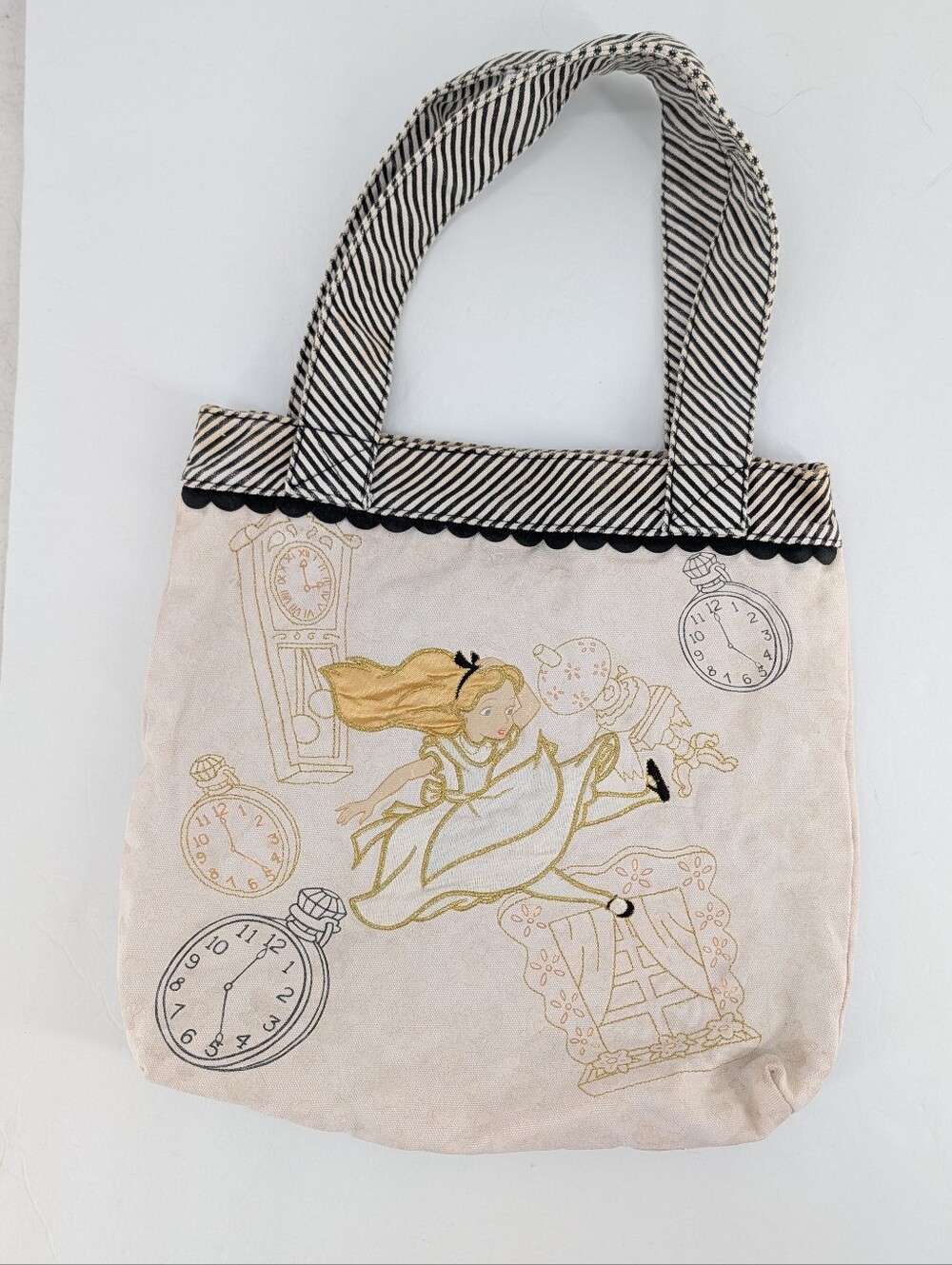 Disney Loungefly Alice In Wonderland Small Canvas Tote Bag Embroidered RARE